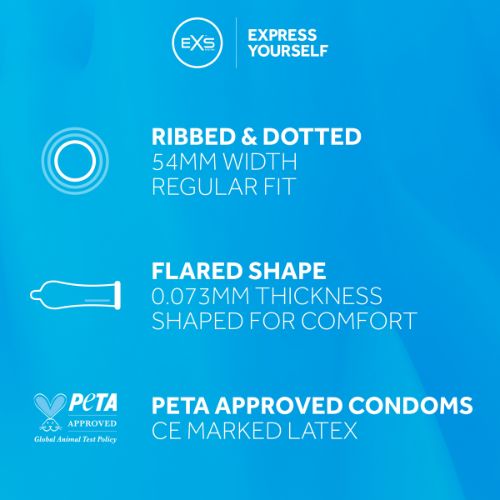 EXS Ribbed & Dotted Condoms 144 Pack from Online Poppers.